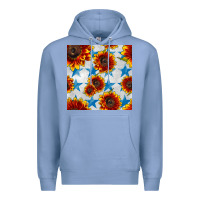 Colony Blue patriotic sunflowers and stars Premium Hoodie - BundleAndBundleShop