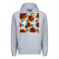 Heather Grey patriotic sunflowers and stars Premium Hoodie - BundleAndBundleShop