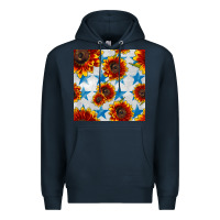 Navy patriotic sunflowers and stars Premium Hoodie - BundleAndBundleShop
