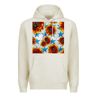 Oatmeal Heather patriotic sunflowers and stars Premium Hoodie - BundleAndBundleShop