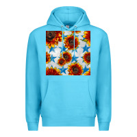Ocean Blue patriotic sunflowers and stars Premium Hoodie - BundleAndBundleShop