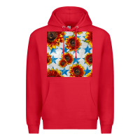Red patriotic sunflowers and stars Premium Hoodie - BundleAndBundleShop