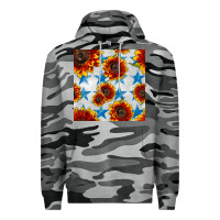 Slate Camo patriotic sunflowers and stars Premium Hoodie - BundleAndBundleShop