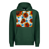 Sports Green patriotic sunflowers and stars Premium Hoodie - BundleAndBundleShop