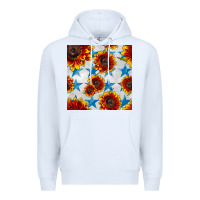White patriotic sunflowers and stars Premium Hoodie - BundleAndBundleShop