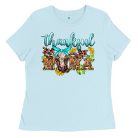 Baby Blue thankful mama cow Ladies Tee - BarkalooDesign