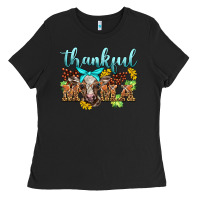 Black thankful mama cow Ladies Tee - BarkalooDesign