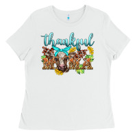 White thankful mama cow Ladies Tee - BarkalooDesign