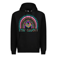 Black stay groovy with rainbow and heart Premium Hoodie - Artiststas