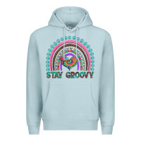 Blue Mist stay groovy with rainbow and heart Premium Hoodie - Artiststas