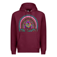 Burgundy stay groovy with rainbow and heart Premium Hoodie - Artiststas