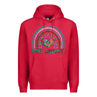 Cardinal stay groovy with rainbow and heart Premium Hoodie - Artiststas