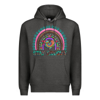 Charcoal Heather stay groovy with rainbow and heart Premium Hoodie - Artiststas