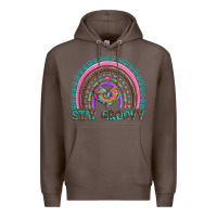 Coffee stay groovy with rainbow and heart Premium Hoodie - Artiststas