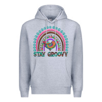 Heather Grey stay groovy with rainbow and heart Premium Hoodie - Artiststas