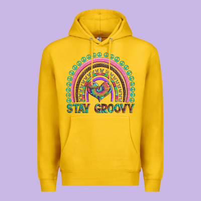 Stay Groovy With Rainbow And Heart Premium Hoodie Designed By Artiststas
