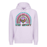 Lilac stay groovy with rainbow and heart Premium Hoodie - Artiststas