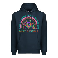 Navy stay groovy with rainbow and heart Premium Hoodie - Artiststas