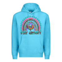 Ocean Blue stay groovy with rainbow and heart Premium Hoodie - Artiststas