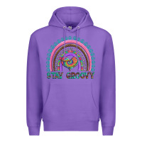 Purple stay groovy with rainbow and heart Premium Hoodie - Artiststas
