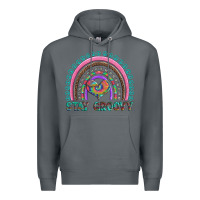 Rock stay groovy with rainbow and heart Premium Hoodie - Artiststas
