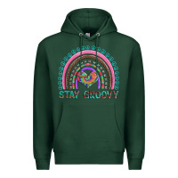 Sports Green stay groovy with rainbow and heart Premium Hoodie - Artiststas