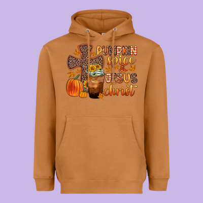 Pumpkin Spice And Jesus Christ Heavyweight Hoodie Designed By Zillion Design Studio