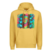 Antique Gold hippie peace sign butterfly leopard and tie dye brushstroke Premium Hoodie - Artiststas