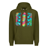 Army Green hippie peace sign butterfly leopard and tie dye brushstroke Premium Hoodie - Artiststas
