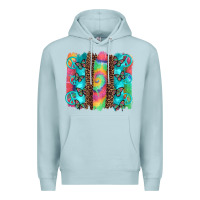 Blue Mist hippie peace sign butterfly leopard and tie dye brushstroke Premium Hoodie - Artiststas