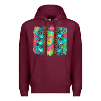Burgundy hippie peace sign butterfly leopard and tie dye brushstroke Premium Hoodie - Artiststas