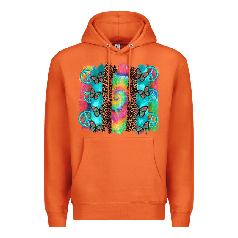 Hippie Peace Sign Butterfly Leopard And Tie Dye Brushstroke Premium Hoodie by Artiststas | Teevron
