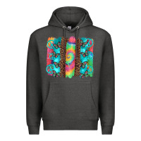Charcoal Heather hippie peace sign butterfly leopard and tie dye brushstroke Premium Hoodie - Artiststas