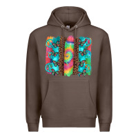 Coffee hippie peace sign butterfly leopard and tie dye brushstroke Premium Hoodie - Artiststas