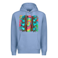 Colony Blue hippie peace sign butterfly leopard and tie dye brushstroke Premium Hoodie - Artiststas
