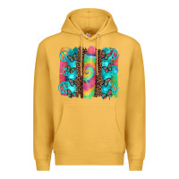 Mustard hippie peace sign butterfly leopard and tie dye brushstroke Premium Hoodie - Artiststas