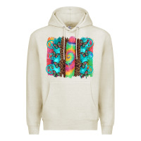 Oatmeal Heather hippie peace sign butterfly leopard and tie dye brushstroke Premium Hoodie - Artiststas