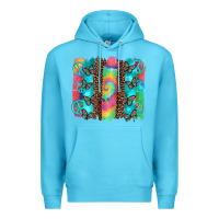 Ocean Blue hippie peace sign butterfly leopard and tie dye brushstroke Premium Hoodie - Artiststas