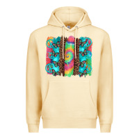 Pina Colada hippie peace sign butterfly leopard and tie dye brushstroke Premium Hoodie - Artiststas