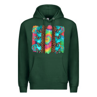 Sports Green hippie peace sign butterfly leopard and tie dye brushstroke Premium Hoodie - Artiststas