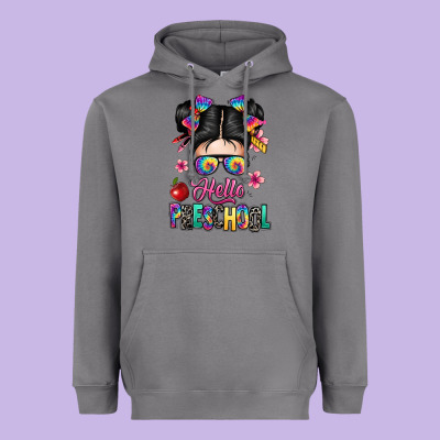 Hello Preschool Kid Heavyweight Hoodie Designed By Texasbilliewilder