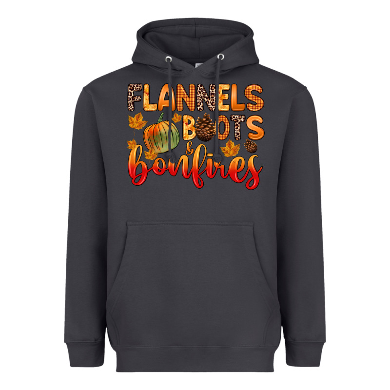Flannels Boots And Bonfires Heavyweight Hoodie by Zillion Design Studio | Teevron