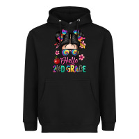 Black hello second grade kid Heavyweight Hoodie - texasbilliewilder