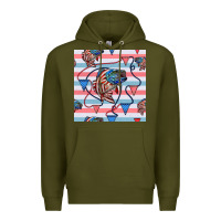 Army Green american flag bass Premium Hoodie - BundleAndBundleShop