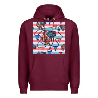 Burgundy american flag bass Premium Hoodie - BundleAndBundleShop