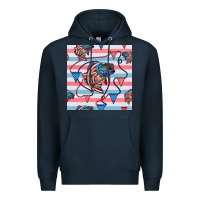 Navy american flag bass Premium Hoodie - BundleAndBundleShop