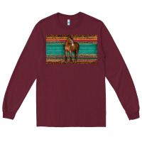 Burgundy western horse serape tooled leather leopard  sippy cup Long Sleeve Tee - BarkalooDesign