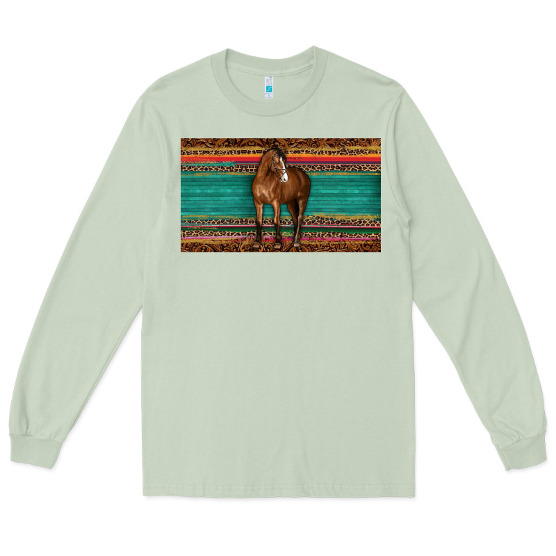 Western Horse Serape Tooled Leather Leopard  Sippy Cup Long Sleeve Tee by BarkalooDesign | Teevron