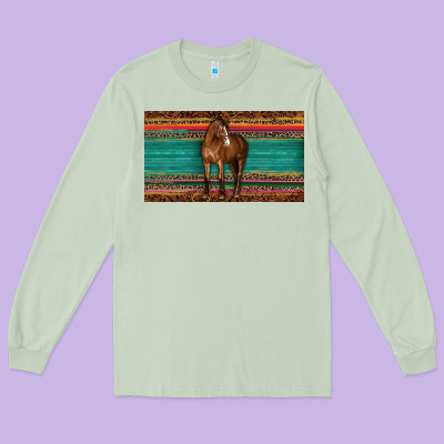 Western Horse Serape Tooled Leather Leopard  Sippy Cup Long Sleeve Tee Designed By Barkaloodesign