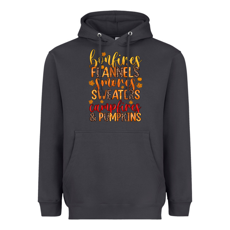 Bonfires Flannels S'mores Campfires And Pumpkins Heavyweight Hoodie by Zillion Design Studio | Teevron